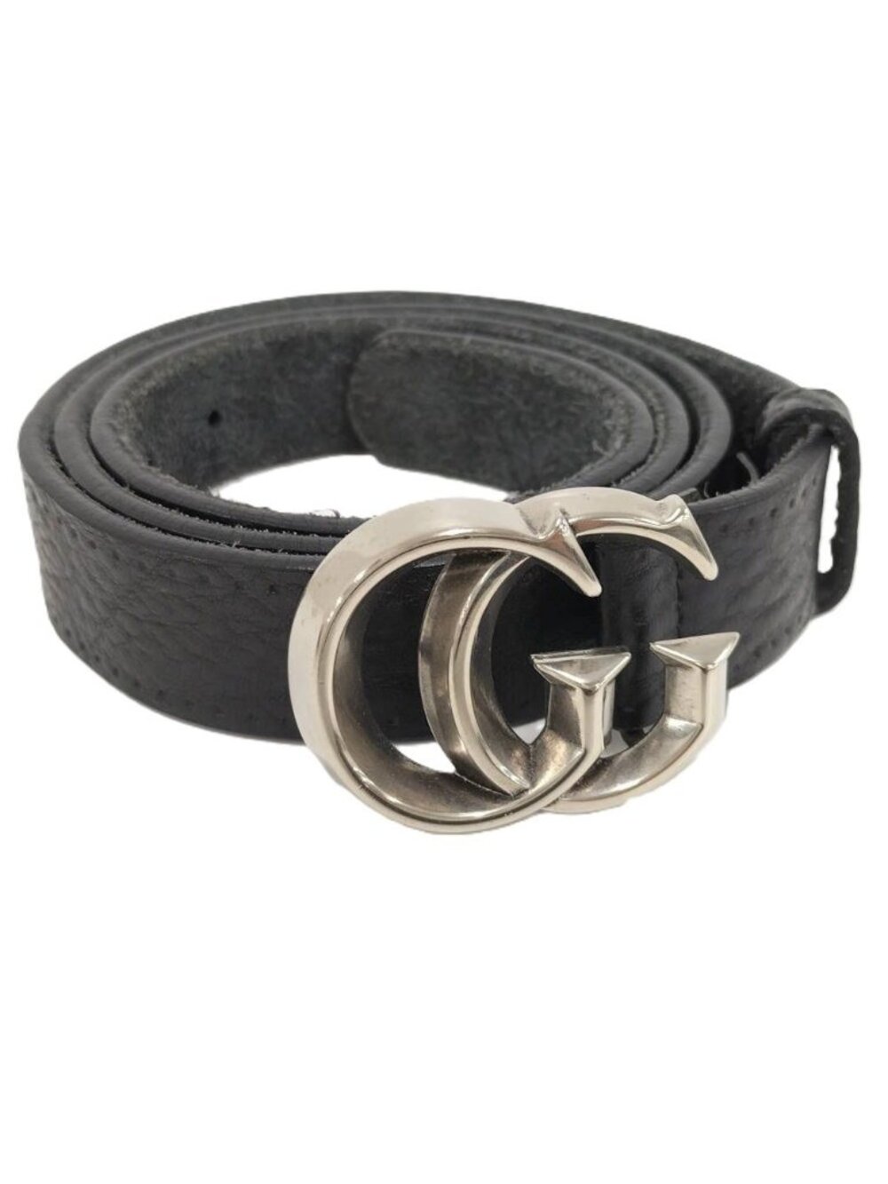 Gucci Belt GG Marmont Leather Black Silver
